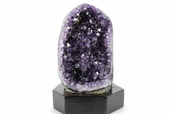 Deep Purple Amethyst Geode With Wood Base - Uruguay #360459